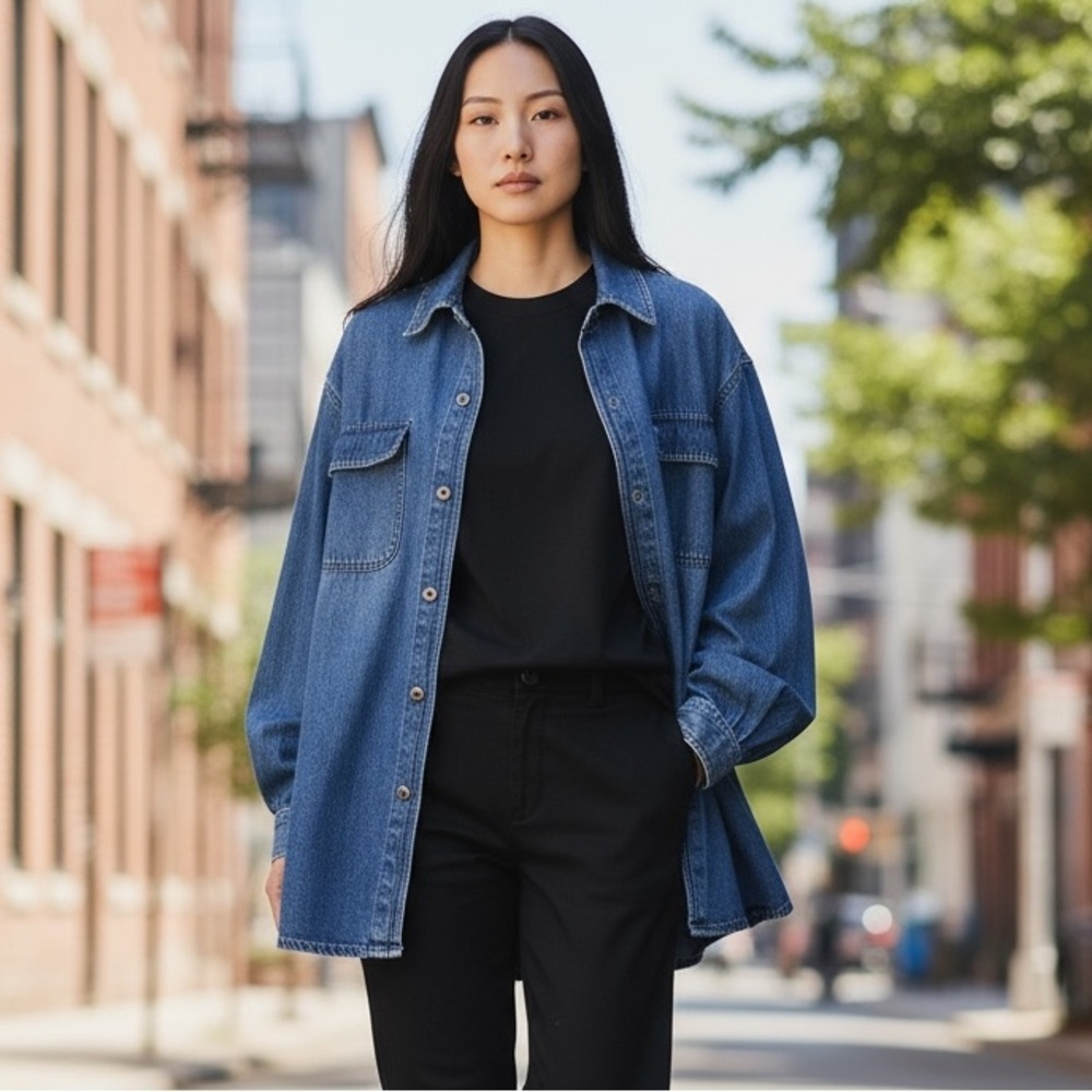 Liz Claiborne Dark Blue Button Down Shirt